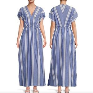 J. McLaughlin Blue and White Striped Maxi Dress